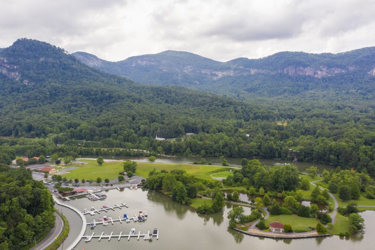 Lake Lure Marina and Mountains