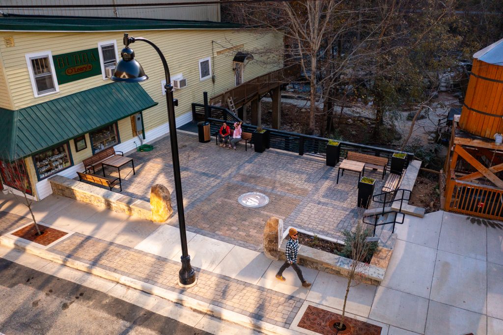 Chimney Rock Village Square from drone